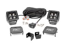 LED Light Kit Ditch Mount 2 Inch Black Pair White DRL Toyota Tundra (22-26) Rough Country