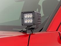 LED Light Kit Ditch Mount 2 Inch Black Pair Flood Toyota Tacoma (24-26) Rough Country