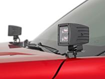 LED Light Kit Ditch Mount 2 Inch Black Pair Flood Toyota Tacoma (24-26) Rough Country