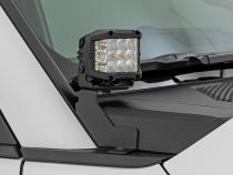 LED Light Kit Ditch Mount 2 Inch Black Pair Flood Toyota Land Cruiser (24-26) Rough Country