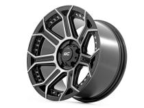 89 Series Wheel One-Piece Black Machined Gun Metal 17x9 5x4.5 -12mm Rough Country